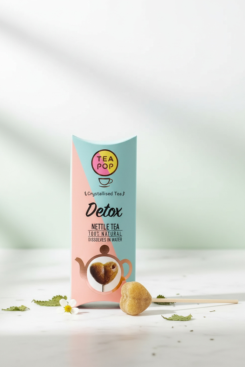 Tea Pop Detox Nettle Tea con fondo limpio y elegante