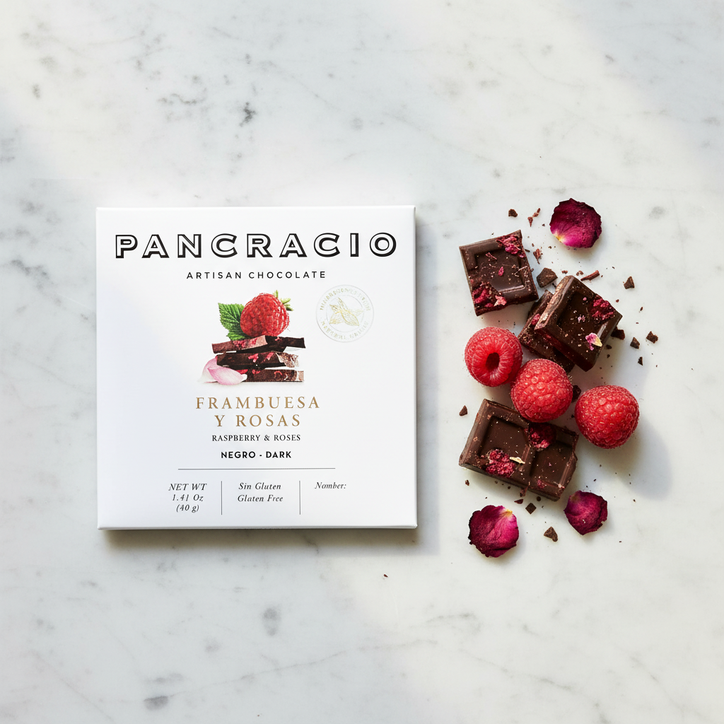 Chocolate Frambuesa y Rosa 40g gourmet