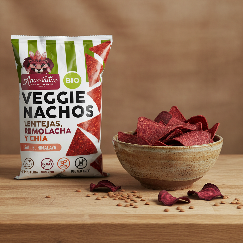 Nachos Vegetales Lentejas y Remolacha con cuenco